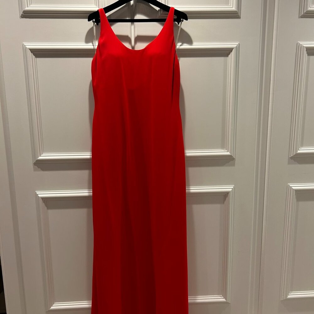 Calvin Klein Collection red strappy gown,